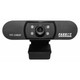 Full HD Video Conference Web Camera VC0001, black webcam with a wide lens, LED lights, and adjustable base for video meetings.