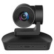 Black 67 Brand Wireless PTZ Voice Tracking Webcam with 10x Optical Zoom, 2.1 Million Pixels, and 4 Digital Microphone Array, a Professional Video Camera with Sleek Design and Ir Remote Control on a White Background.