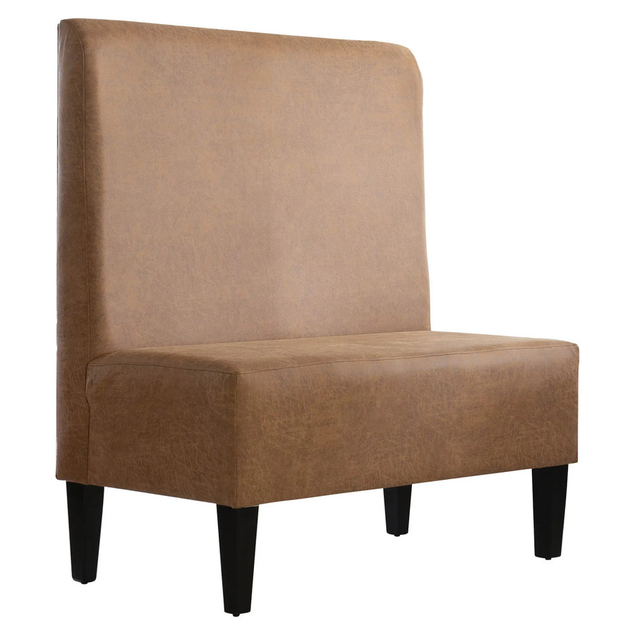 Restaurant Dining Bench 1200 FUC-RF-RB120, beige upholstered high-back seating for restaurants with black wooden legs.