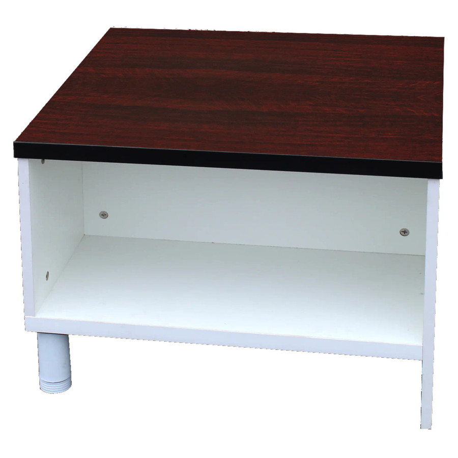 Mahogany And White Combo Coffee Table Small FOF-CT-M601-SMALL, a compact coffee table with a dark mahogany top and white body with open shelf design.