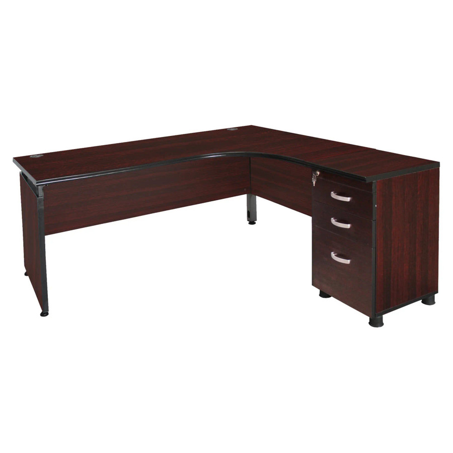 Cluster desk with Black PVC Edging FOF-CD-M301, office workstation with a polished wood finish, black PVC edging, and built-in storage drawers.