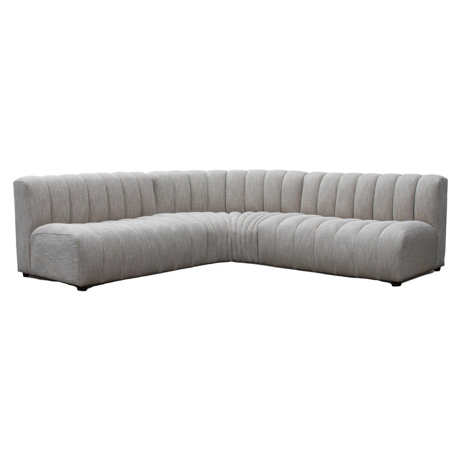 Caterpillar Double Sofa FUR-SCH-CAT, elegant L-shaped sofa with plush, textured fabric in light gray color, featuring a tufted backrest and seat for comfortable lounging.