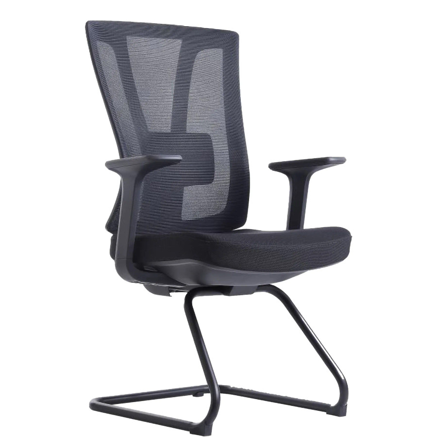 C4005B Black Mesh with Black Steel Sleigh Frame Visitor Office Chair