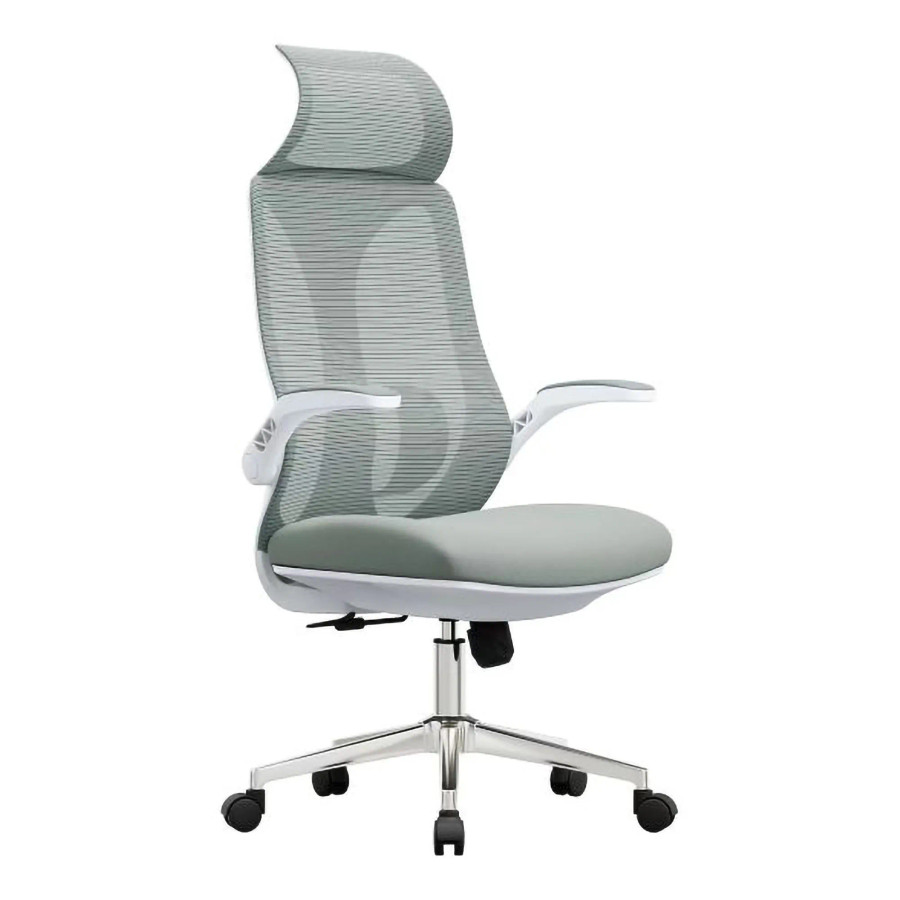 C4021 Grey Mesh with White Frame High-Back Office Chair