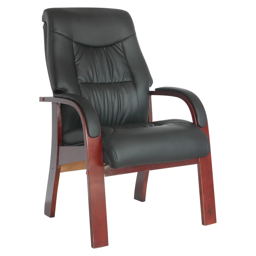 DB113 Mahogany Polyurethane Leather with Wooden Frame Executive Visitor Office Chair