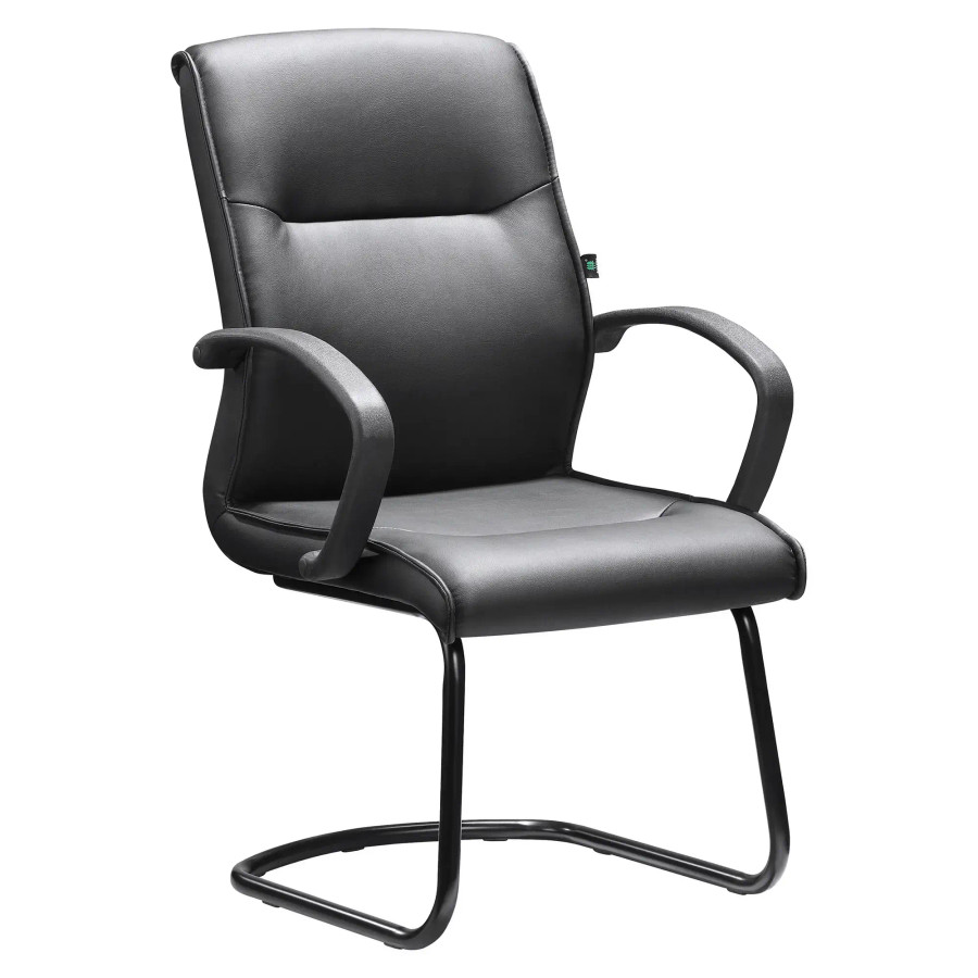 DB042B Black Polyurethane Leather with Black Steel Sleigh Base Visitor Office Chair
