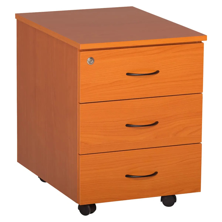 Sorted Mobile Pedestal, 3 Drawer Central Locking in Cherry Melawood