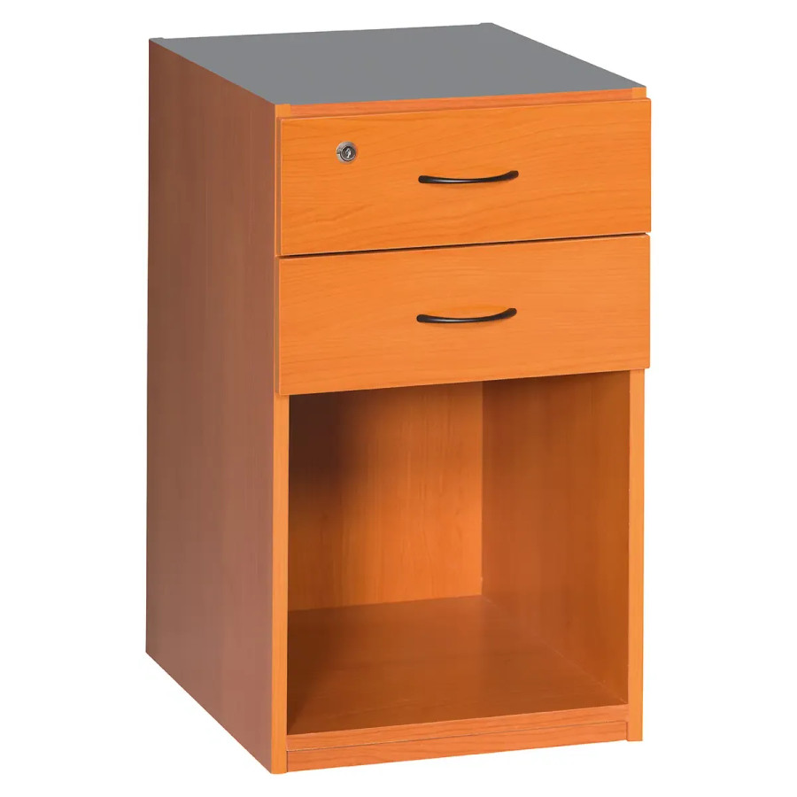 Sorted Desk High Pedestal 2 Drawer, Lever Arch in Cherry Melawood