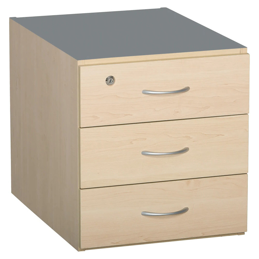 Sorted Fitted Pedestal 3 Draw in Maple Melawood