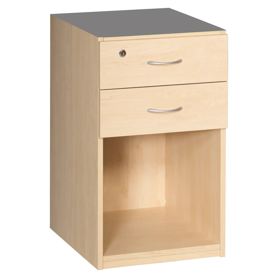 Sorted Desk High Pedestal 2 Drawer, Lever Arch in Maple Melawood