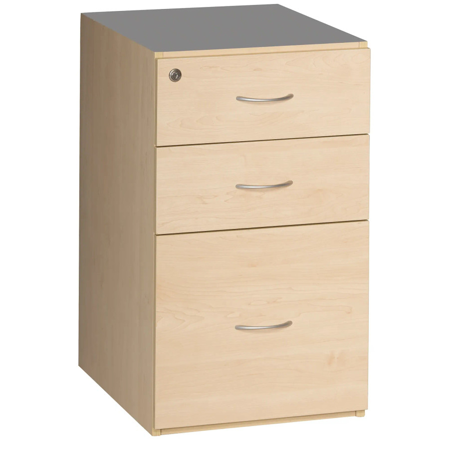 Sorted Desk High Pedestal, 2 Drawer, 1 Filer in Maple Melawood