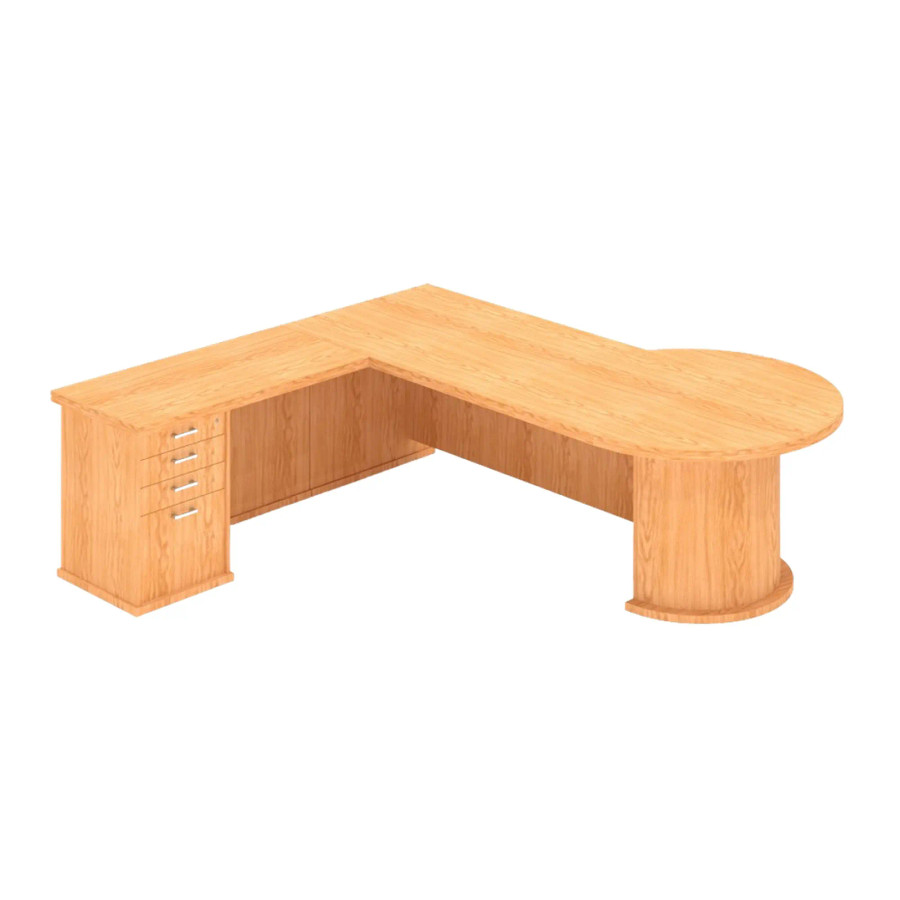 Volante Budget Office Desk with Pedestal with Round End