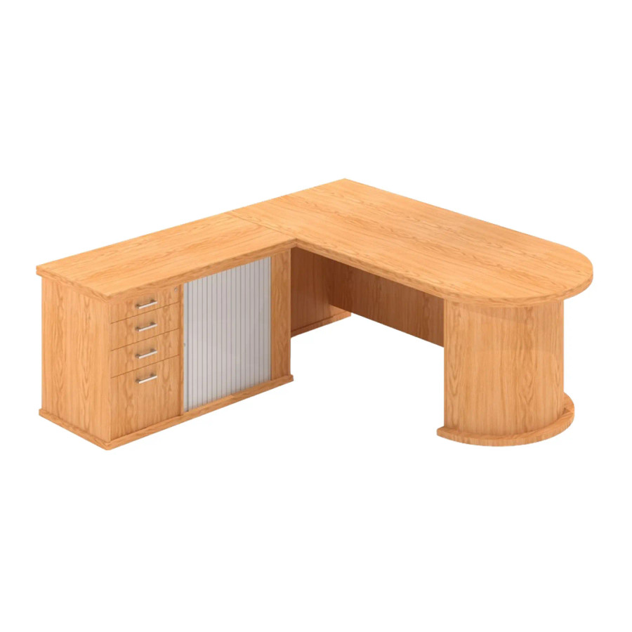 Volante Budget Office Desk with Pedenza and Round End