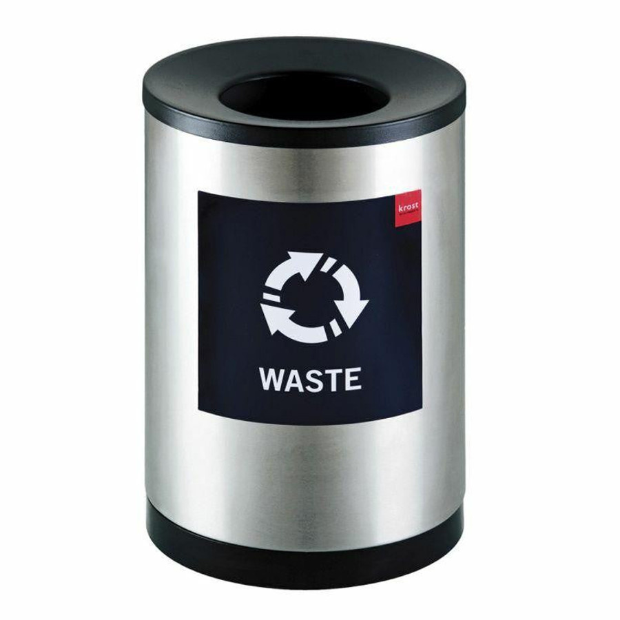 Stainless Steel, Recycling Bin. Incl - 1 X Bin Matching Lid And Base, Wording Included. | Office Accessories | Office Stock