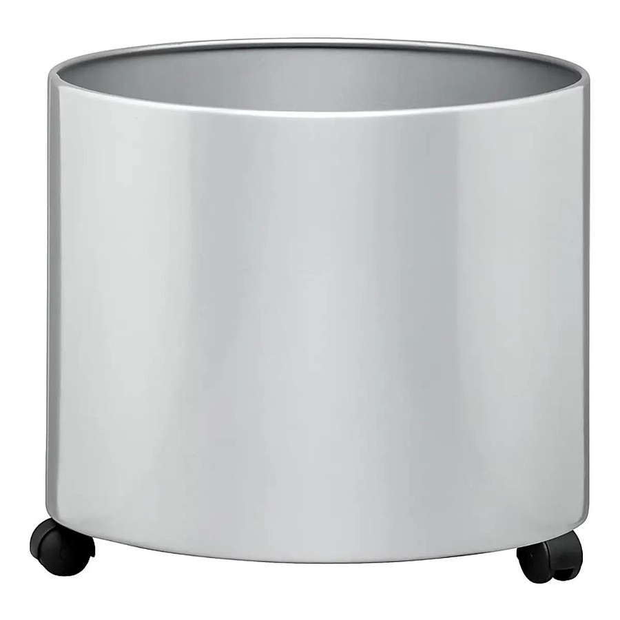 Mobile Round Solid Planter, Sleek Modern White Plant Pot on Wheels for Indoor or Outdoor Use.