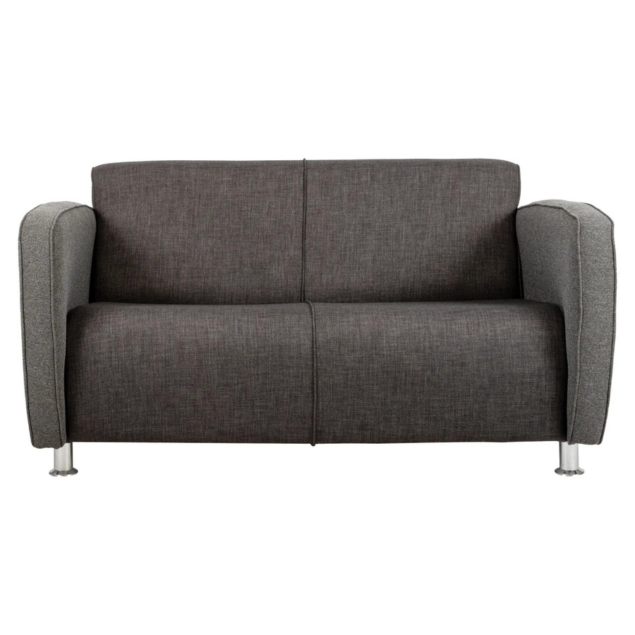 Havana Double Seater Sofa, a modern grey fabric sofa with cushioned backrest and armrests, ideal for living room comfort and style.
