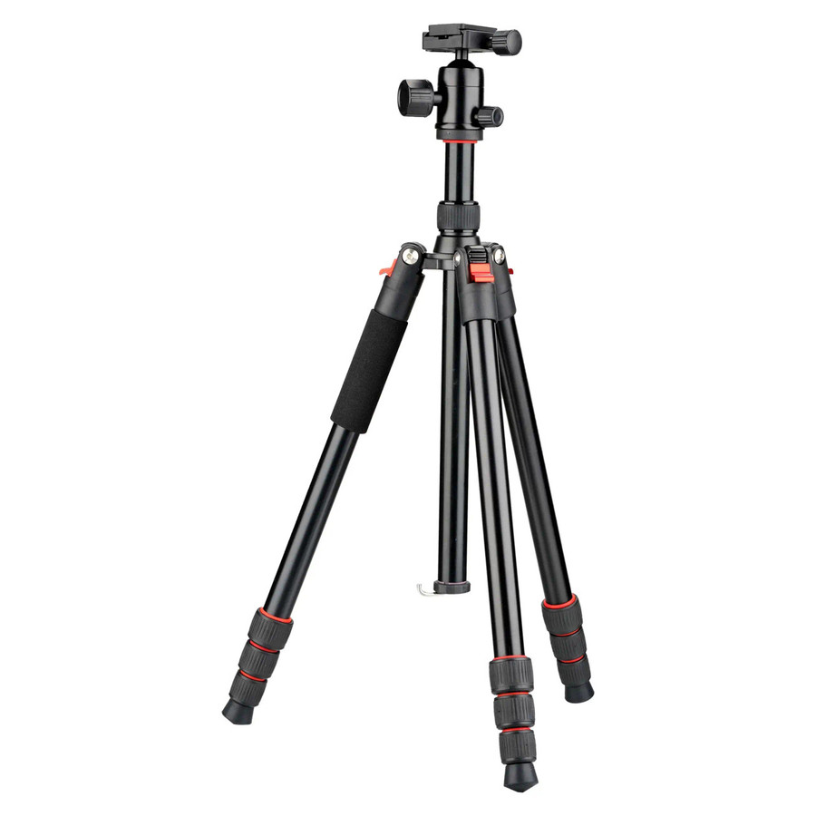 Deluxe Tripod 1570mm - Black, a professional adjustable camera tripod with three extendable legs, a central column, and a pan-and-tilt head for stable photography and videography.