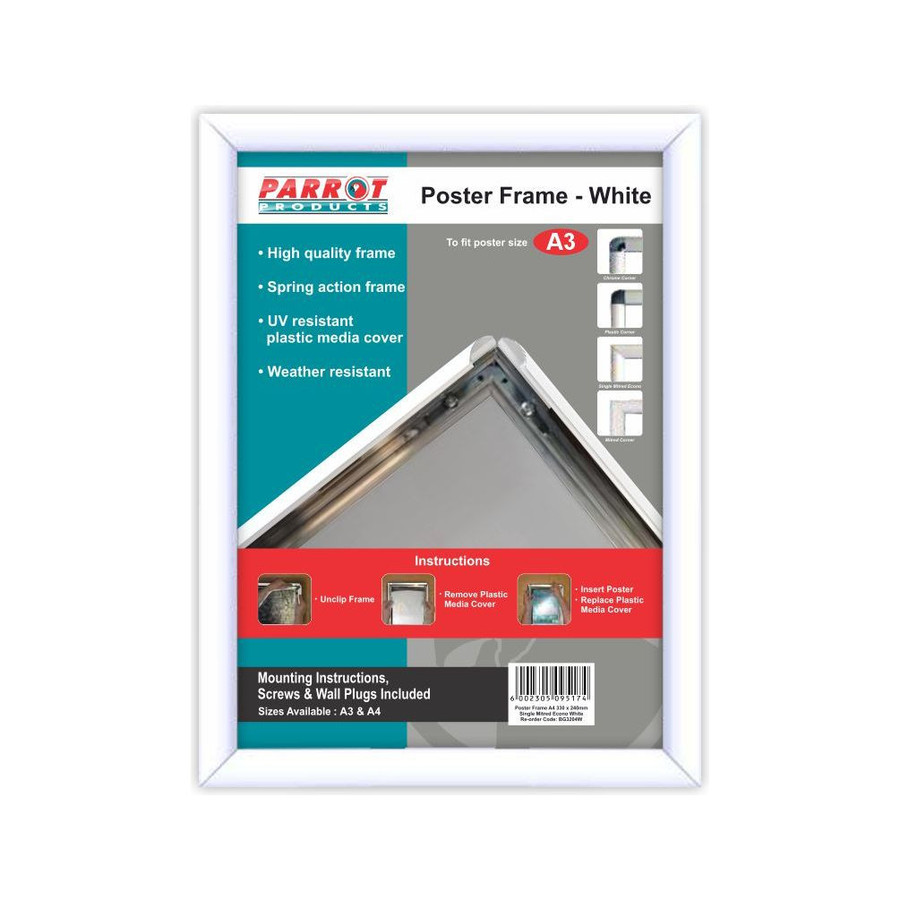 Poster Frame A3 450*330mm Single Mitred Econo White