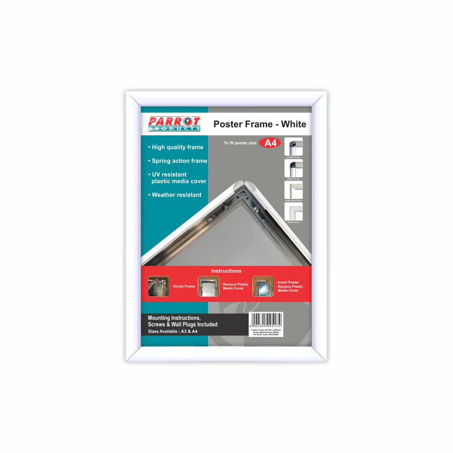 Poster Frame A4 330*240mm Single Mitred Econo White