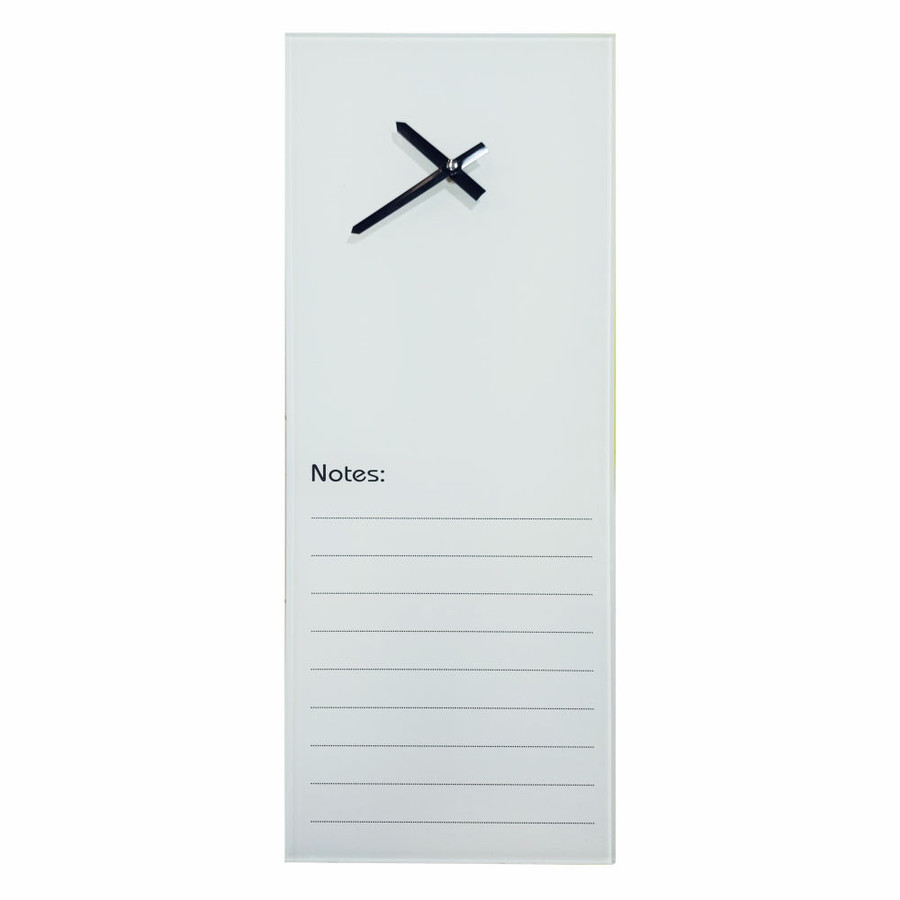 Glass Clock With Notes (200 x 580mm - White)