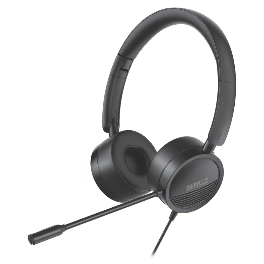 Wired Call Centre Headset CT4001, black over-ear design with attached microphone for professional communication.