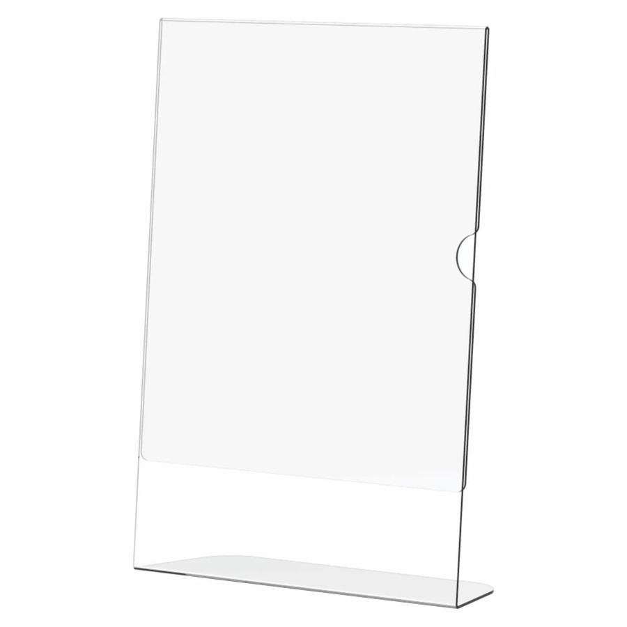 Acrylic Menu Holder - Single Sided - A4 Portrait - Box 5 DP0104P-Z, transparent acrylic menu display stand for holding A4 portrait menus or signs.