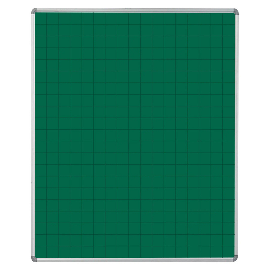 Educational Board Magnetic Chalkboard, Side View of a Large Grey Square Chalkboard with Grid Pattern for Educational Use.