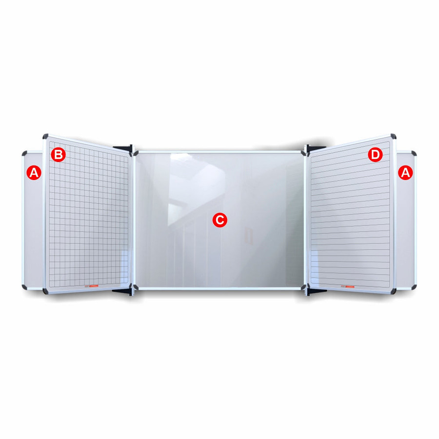 Educational Board Magnetic Whiteboard (1220 x 1210 - Lines 1 Side - Swing Leaf - Option B)