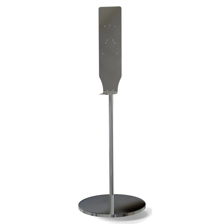 Janitorial Dispenser Stand - Stainless Steel JA0502SS, a freestanding stainless steel stand with a sleek, modern design for holding dispensers in commercial or industrial settings.