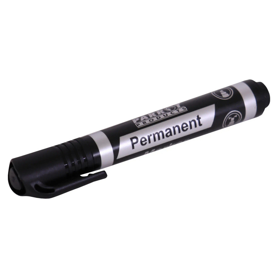 Permanent Marker, black bullet tip permanent marker on carded packaging.