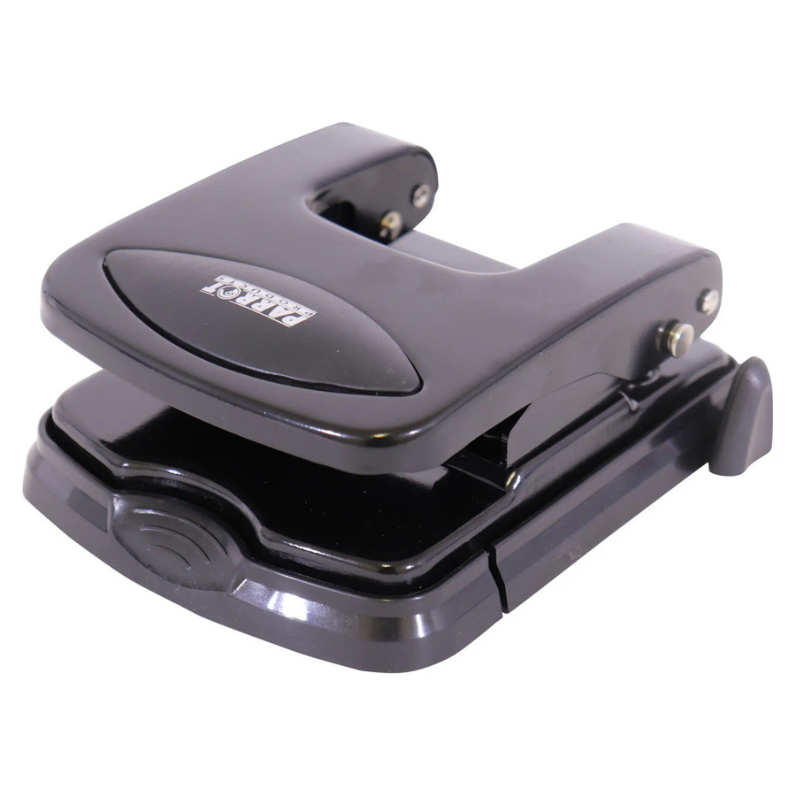 Steel Hole Punch (30 Sheets - Black), a compact black steel hole puncher with a sturdy base, designed for punching multiple sheets of paper efficiently.