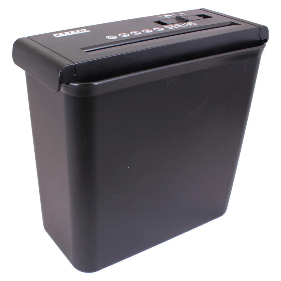 Paper Shredder (5 Sheet - 6.8 mm - Strip Cut - Low Security) S100, Black Compact Paper Shredder with a Top Slot for Shredding Documents.