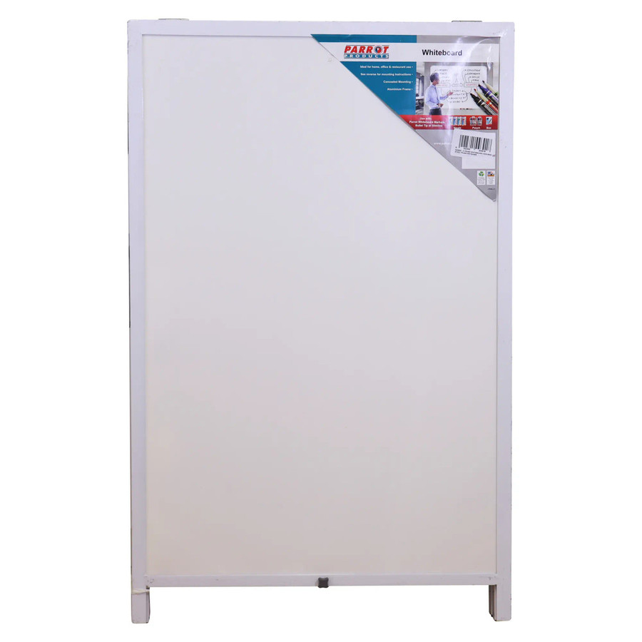 Product A-Frame Whiteboard, Aluminium Frame 900*600mm, SN0624, whiteboard with an aluminium frame and a sign label on the top right corner.