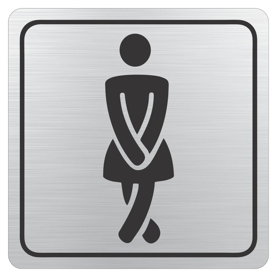 Ladies Toilet Symbolic Sign - Black Printed on Brushed Aluminium ACP (150 x 150mm)