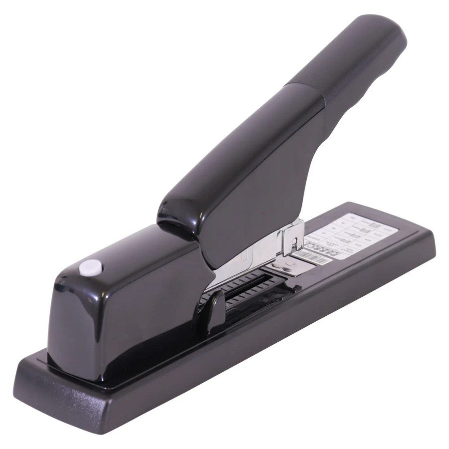 Heavy Duty Stapler 100*(23/6 23/13) Black, a black stapler designed to staple up to 100 pages, featuring a sturdy build and ergonomic handle for heavy-duty stapling tasks.