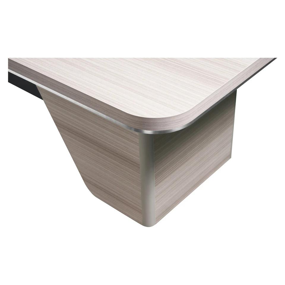 2400 mm Rectangular Boardroom Table FOF-RBT-M506, a Modern Light Wood Finish Conference Table with Rounded Edges and a Sturdy Base.