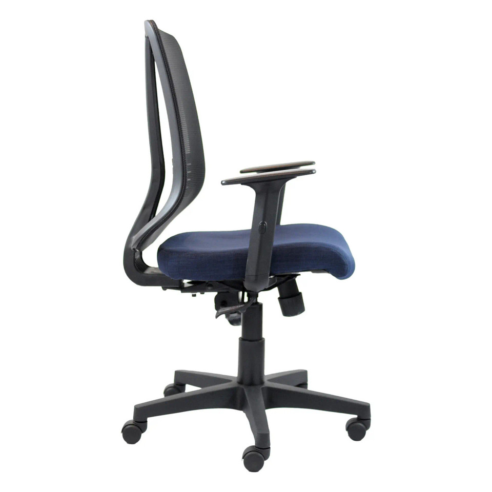 Avant Medium-back Office Chair, Ergonomic Office Chair with a Breathable Mesh Backrest and a Cushioned Blue Seat, Equipped with Adjustable Armrests and a Sturdy Five-Star Wheeled Base.