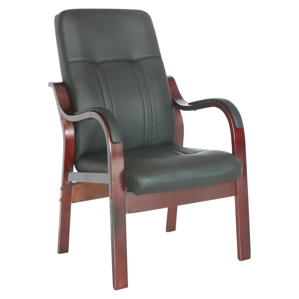 DB114 Black Polyurethane Leather with Wooden Frame Executive Visitor Office Chair