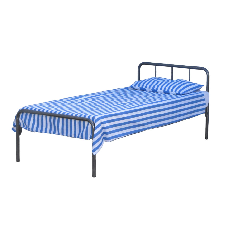 Induna Single Steel Bed Single 1900L x 760D x 405mm High (Welded Mesh 100 x 100 mm and No Head or Foot Rest) with Mattress
