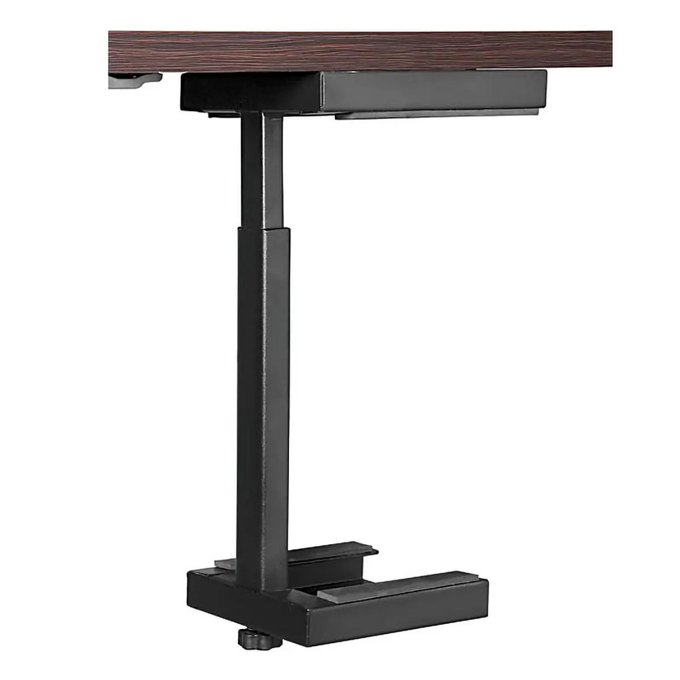 Computer Case Holder Standard | KRO-316, Sturdy Black Metal Computer Case Stand with a Wood-Textured Surface for Desktop Organisation and Support.