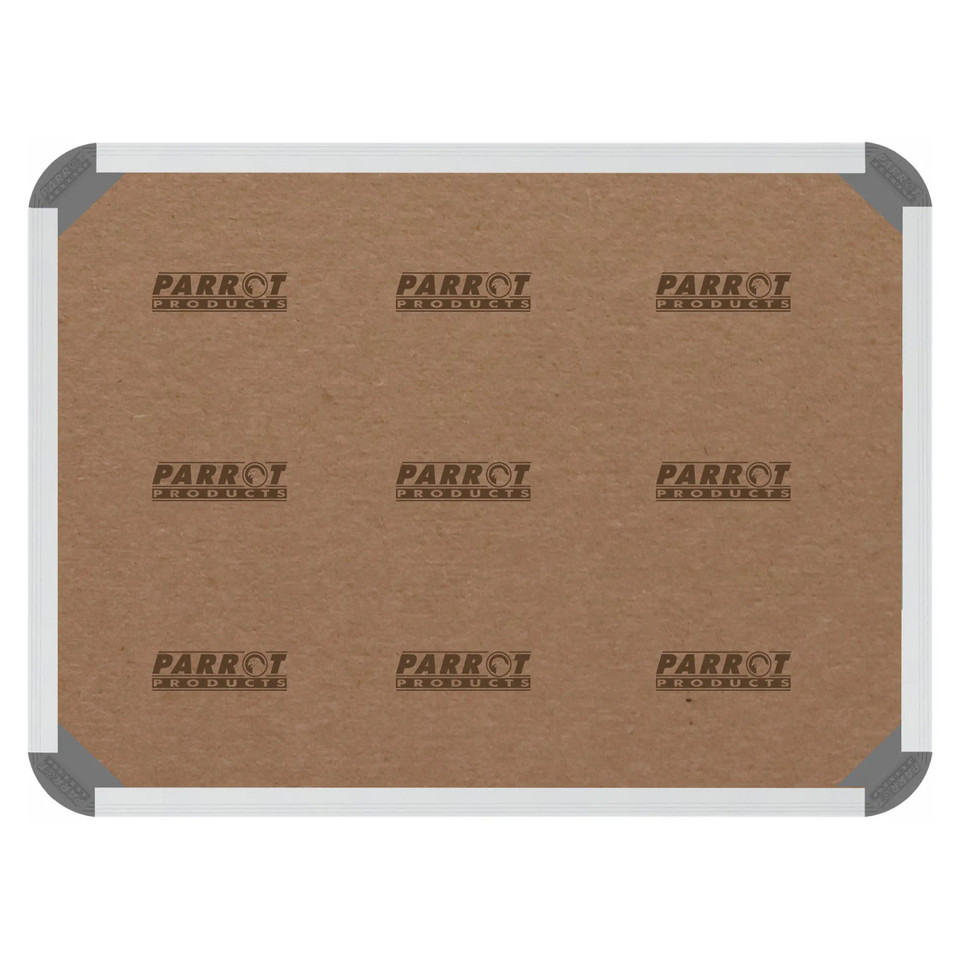 Product Bulletin Board Ribbed Aluminium Frame (600 x 450 mm - Denim) BD0620C, Front View of a Cork Bulletin Board with a Denim-Coloured Aluminium Frame.