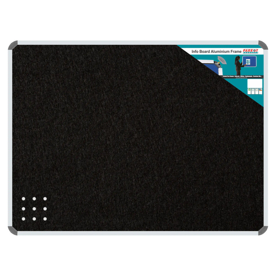 Product Info Board, Aluminium Frame - 600 x 450 mm - Black, Black Information Display Board with Aluminium Frame for Signs and Notices.