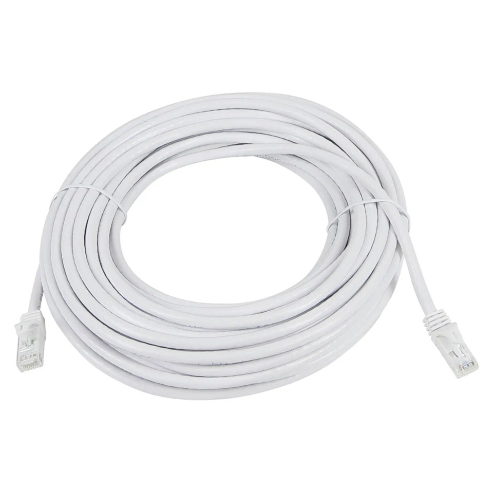 Network Cable (Cat 6 - 2 Metres) CL3002, Coiled White Ethernet Cable with RJ45 Connectors for High-Speed Internet and Networking Applications.