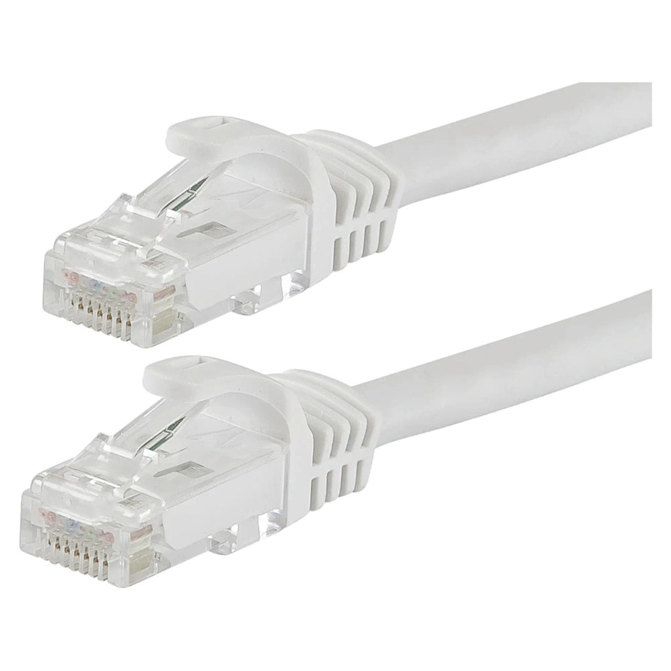 Network Cable (Cat 6 - 2 Metres) CL3002, White Ethernet Patch Cables with RJ45 Connectors for High-Speed Network Connectivity.