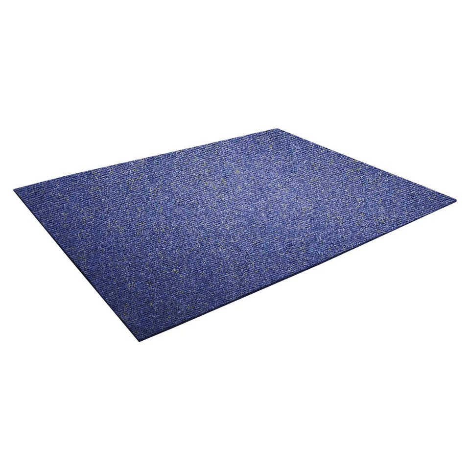 Floor Protector Ribbed Non-Slip 1200 x 850 x 5.5 mm Denim, Blue Rectangular Anti-Slip Floor Mat with Ribbed Texture.
