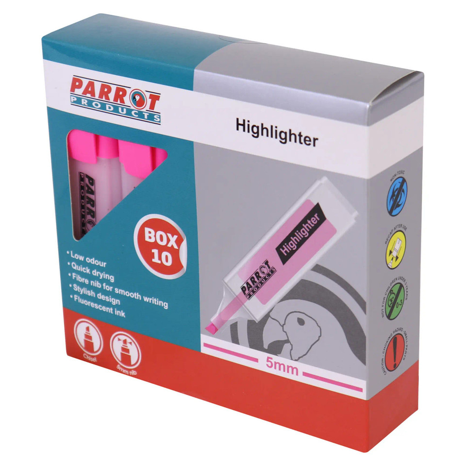 Highlighter Marker Box (10 Markers - Pink)