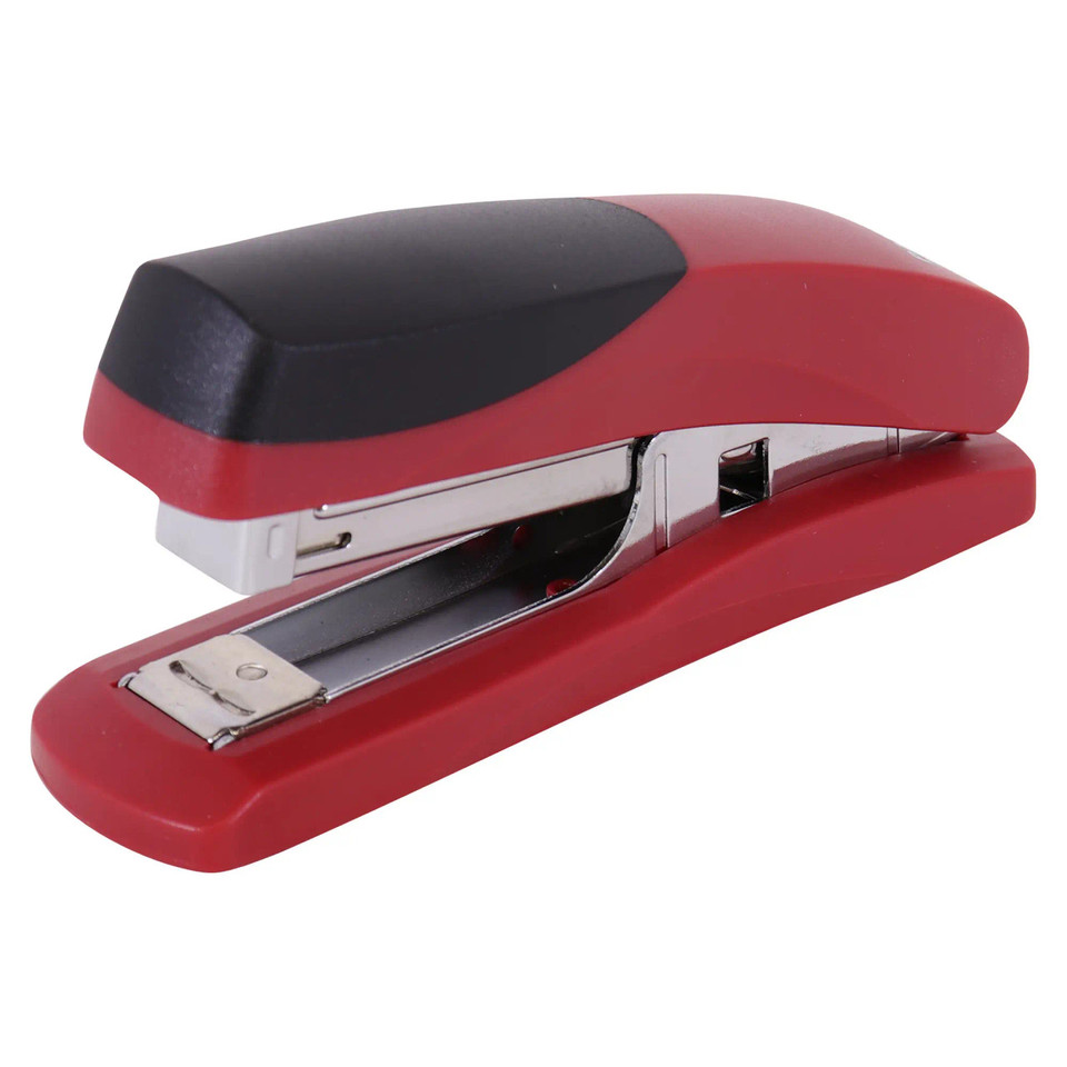 Plastic Medium Desktop Staplers 105*(24/6 26/6) - Red 20 Pages, Red and Black Stapler for Office Use.