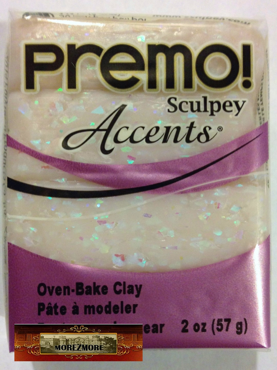 Premo Accents Sculpey Polymer Clay 2oz-White Gold Glitter