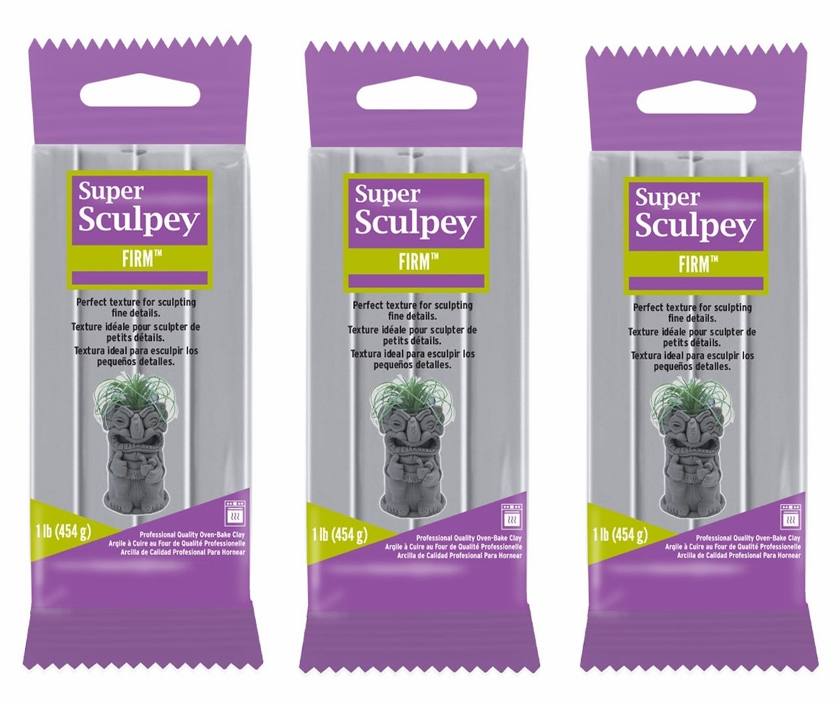 M02370x3 MOREZMORE Super Sculpey FIRM Sculpting Grey Polymer Clay 3 lb