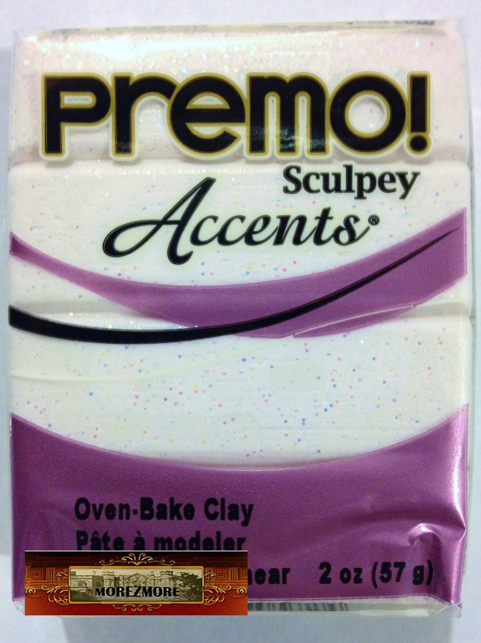 Premo Accents Sculpey Polymer Clay 2oz-White Gold Glitter